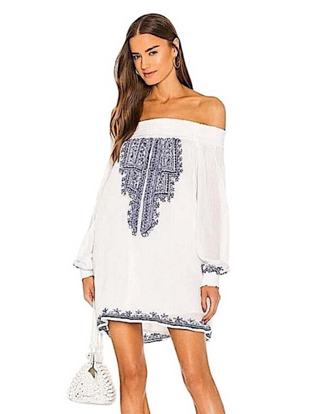 Tularosa x Revolve Jacqueline Off Shoulder Embroidered Tunic size M